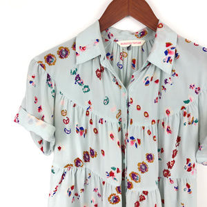 Rebecca Taylor Silk Floral Short Sleeve Button Up